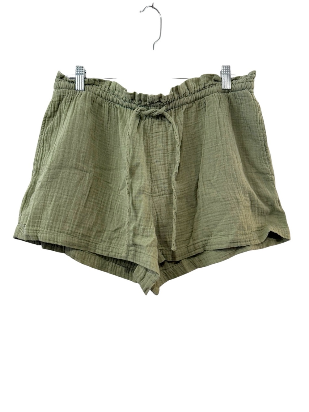 Universal Thread Large Olive Green Cotton Gauze Drawstring Shorts Pockets